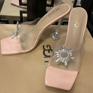 EGO CLEAR JEWELED HEELS